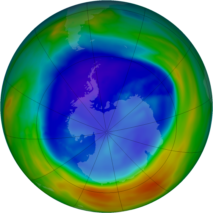 Antarctic ozone map for 02 September 2005